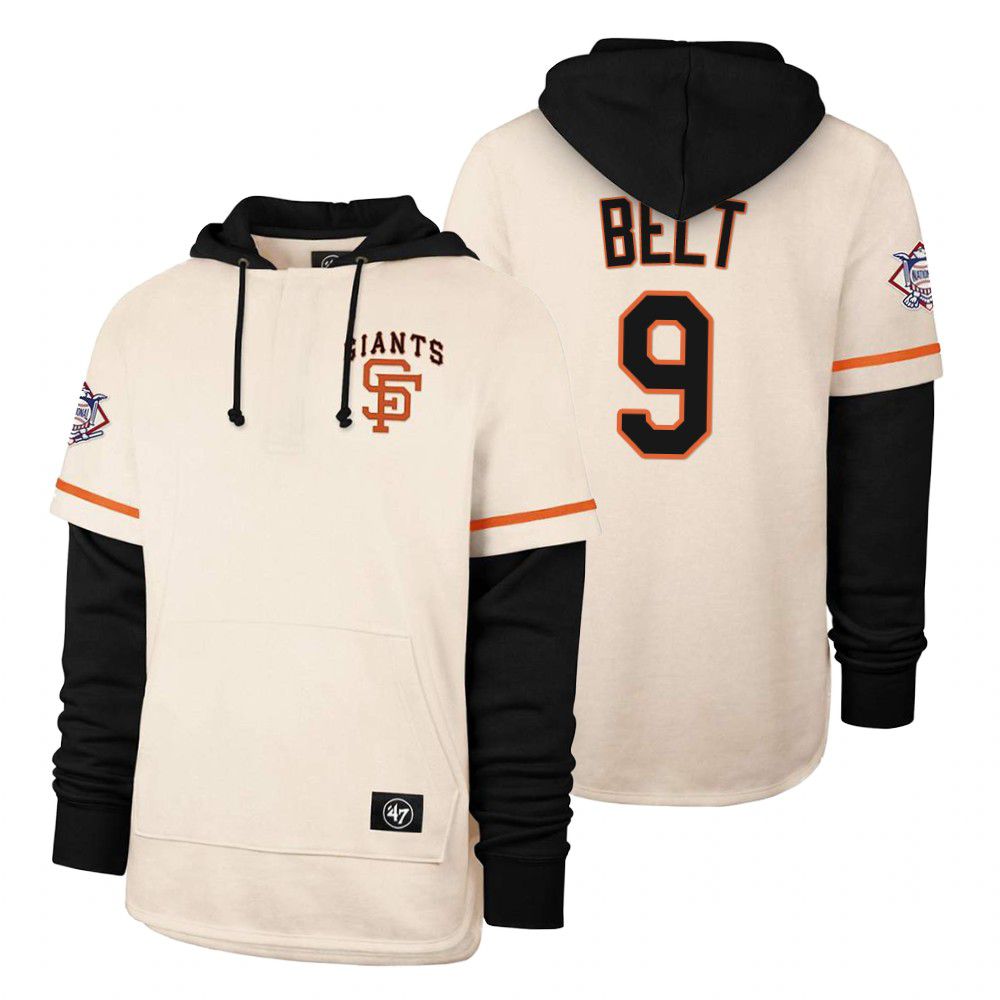 Men San Francisco Giants #9 Belt Cream 2021 Pullover Hoodie MLB Jersey->customized mlb jersey->Custom Jersey